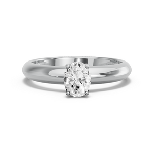 Image for Oval Tulip Basket Ring with Knife Edge Solitaire band in 18K White Gold