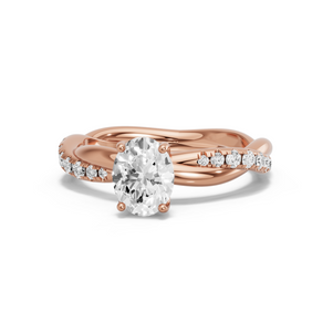 Image for Oval Tulip Basket Ring with Rope Pave band
