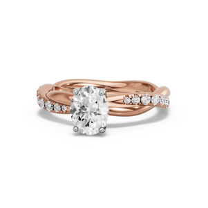 Image for Oval Tulip Basket Ring with Rope Pave band