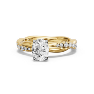 Image for Oval Tulip Basket Ring with Rope Pave band