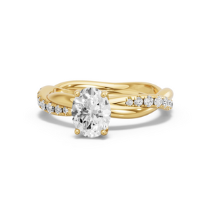 Image for Oval Tulip Basket Ring with Rope Pave band