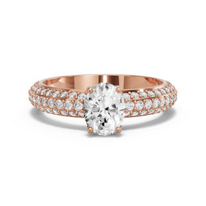 Image for Oval Tulip Basket Ring with Triple Row Pave band