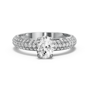 Image for Oval Tulip Basket Ring with Triple Row Pave band