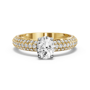 Image for Oval Tulip Basket Ring with Triple Row Pave band