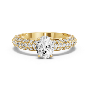 Image for Oval Tulip Basket Ring with Triple Row Pave band