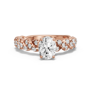 Image for Oval Tulip Basket Ring with Twist Pave band