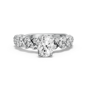 Image for Oval Tulip Basket Ring with Twist Pave band