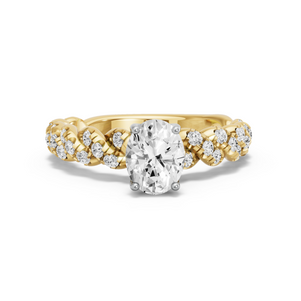 Image for Oval Tulip Basket Ring with Twist Pave band