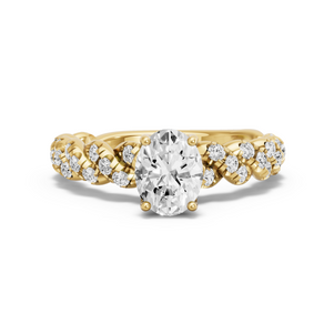 Image for Oval Tulip Basket Ring with Twist Pave band in 10K Yellow Gold