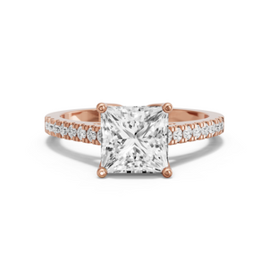 Image for Princess Tulip Basket Ring with Cathedral Pave band in 18K Yellow Gold