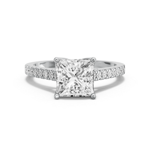 Image for Princess Tulip Basket Ring with Cathedral Pave band in 14K Two Tone Rose Gold
