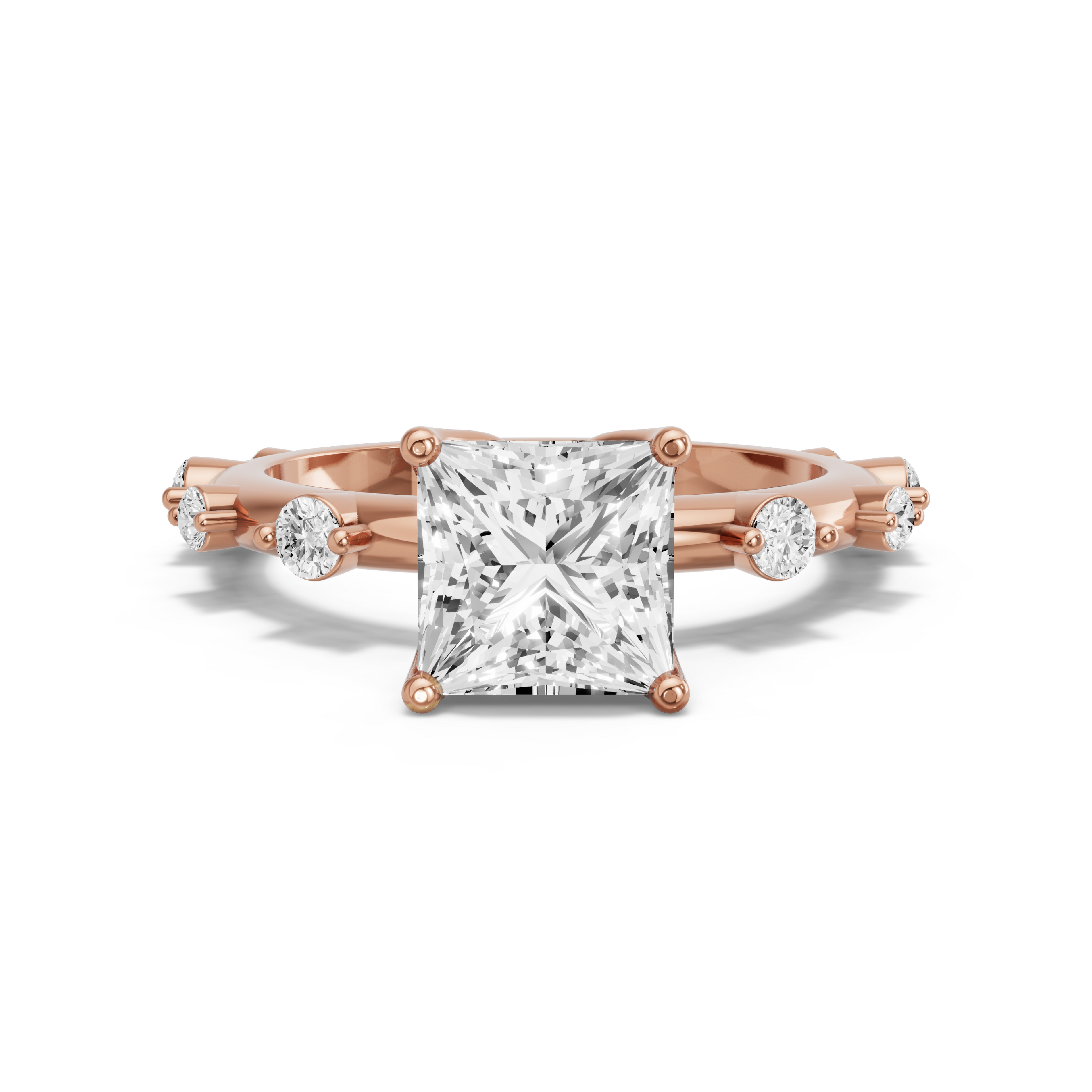 Image for Princess Tulip Basket Ring with Floating Station band in 14K Yellow Gold