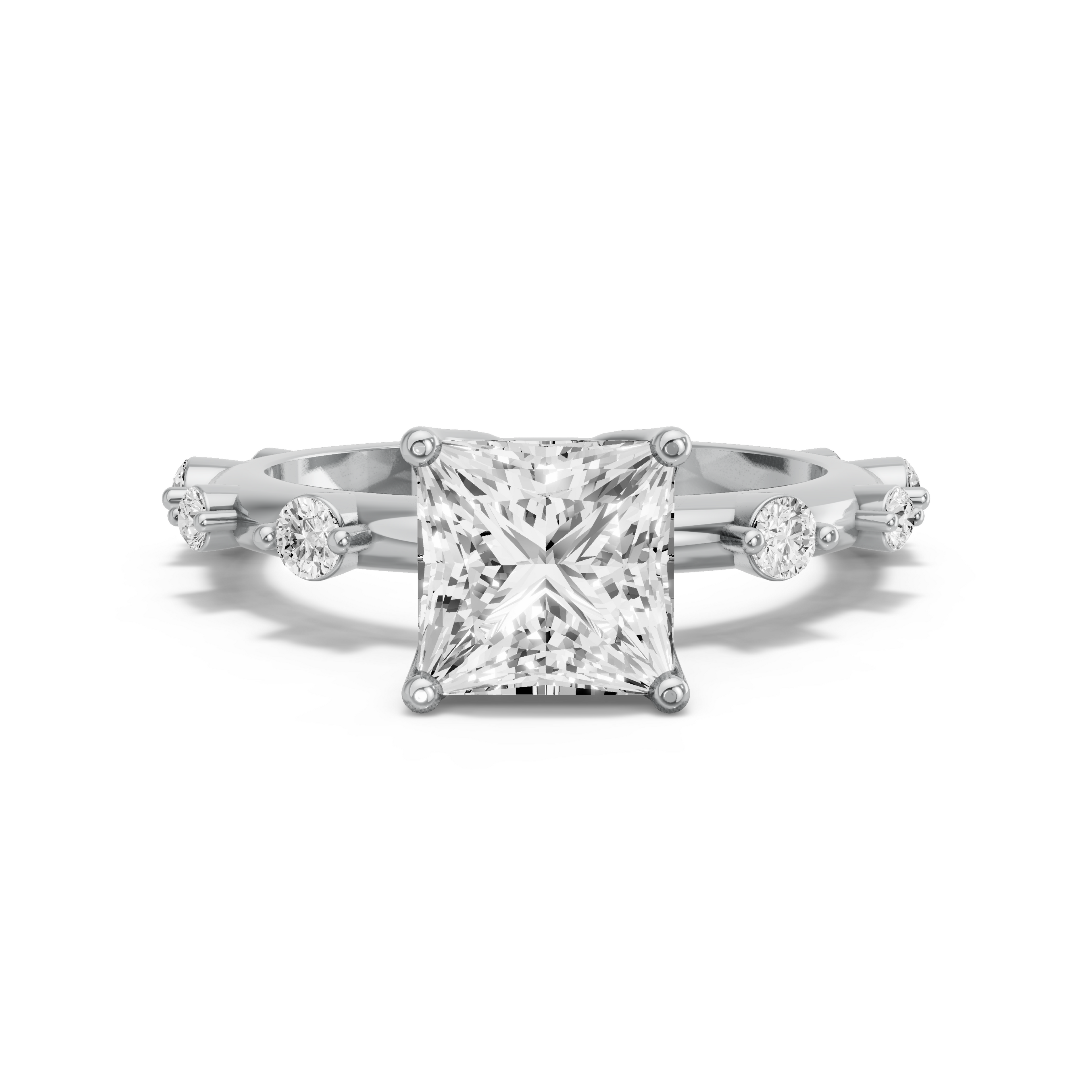 Image for Princess Tulip Basket Ring with Channel band in 950 Platinum