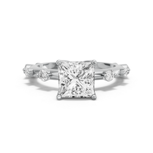 Image for Princess Tulip Basket Ring with Floating Station band in 14K Two Tone Rose Gold