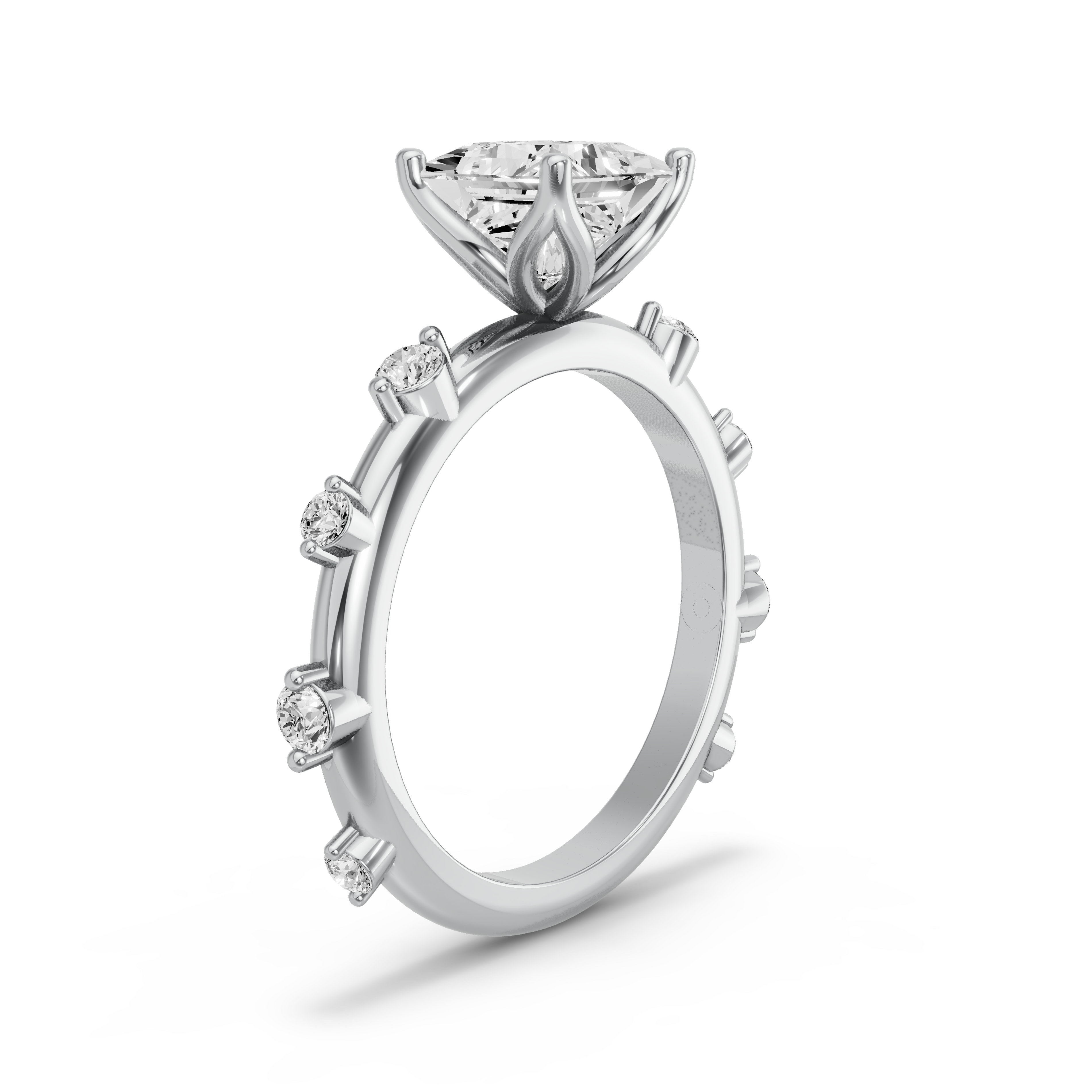 Image for Princess Tulip Basket Ring with Floating Station band in 18K Two Tone Rose Gold