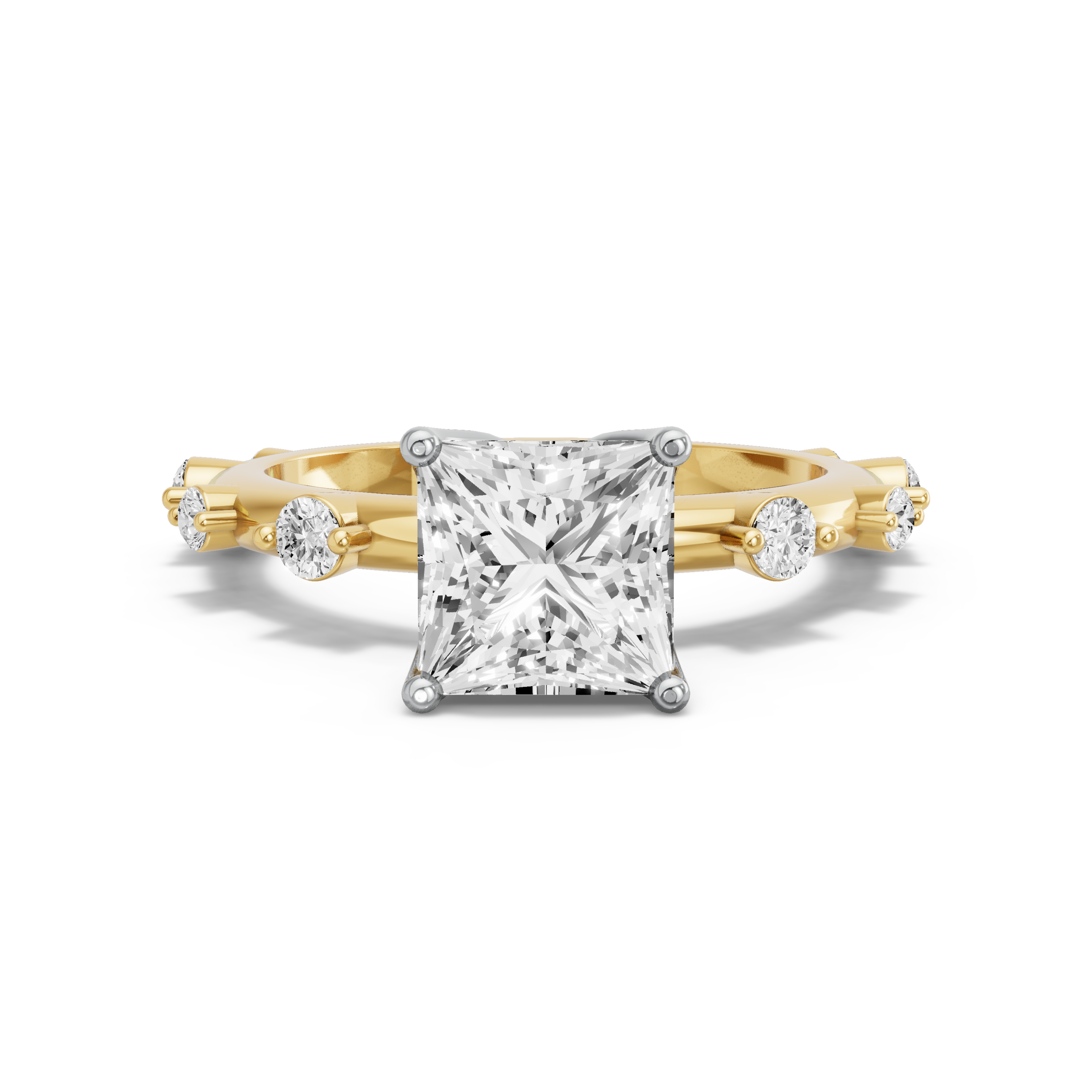 Image for Princess Tulip Basket Ring with Floating Station band in 18K Rose Gold