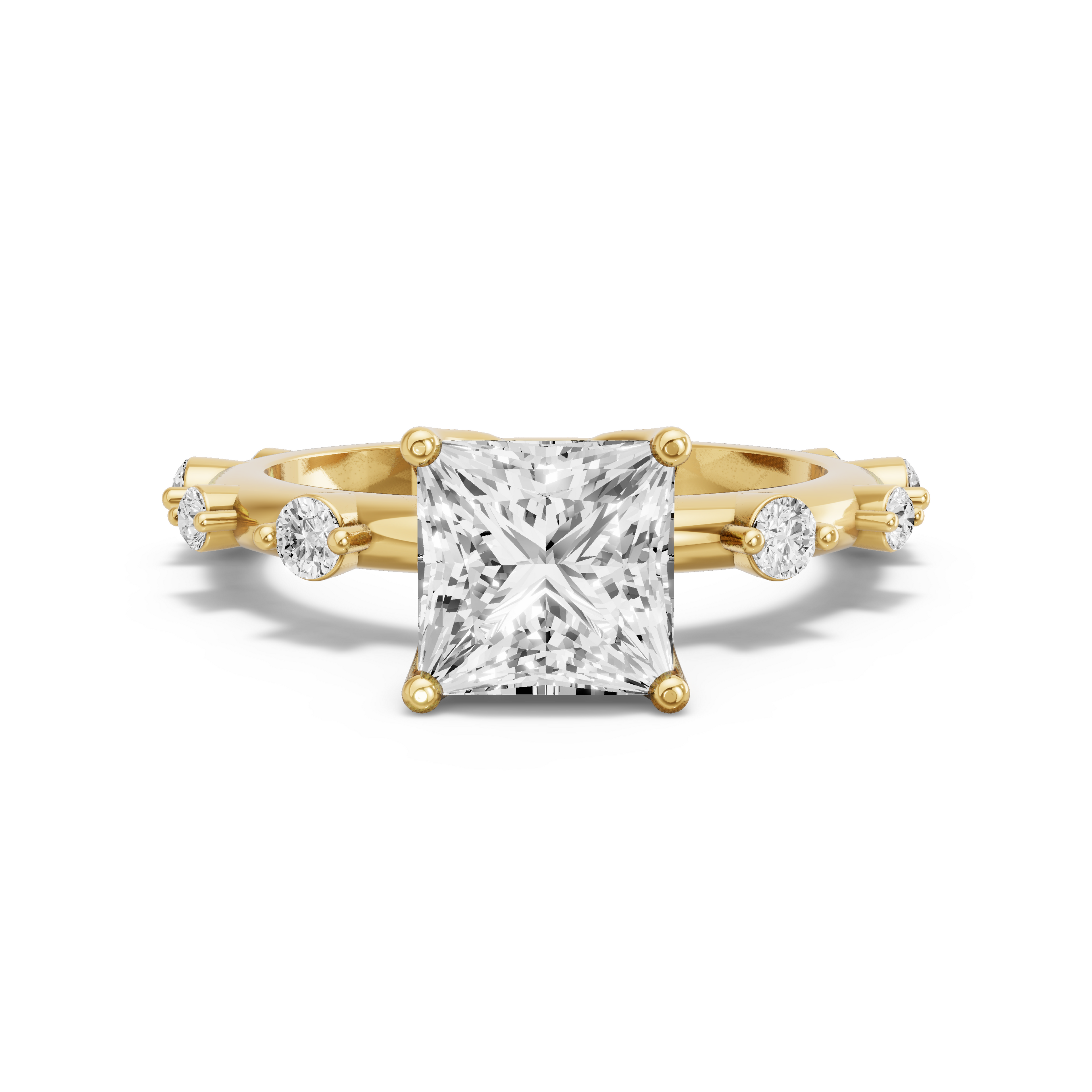 Image for Princess Tulip Basket Ring with Floating Station band in 14K White Gold
