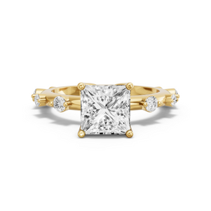 Image for Princess Tulip Basket Ring with Floating Station band in 18K White Gold