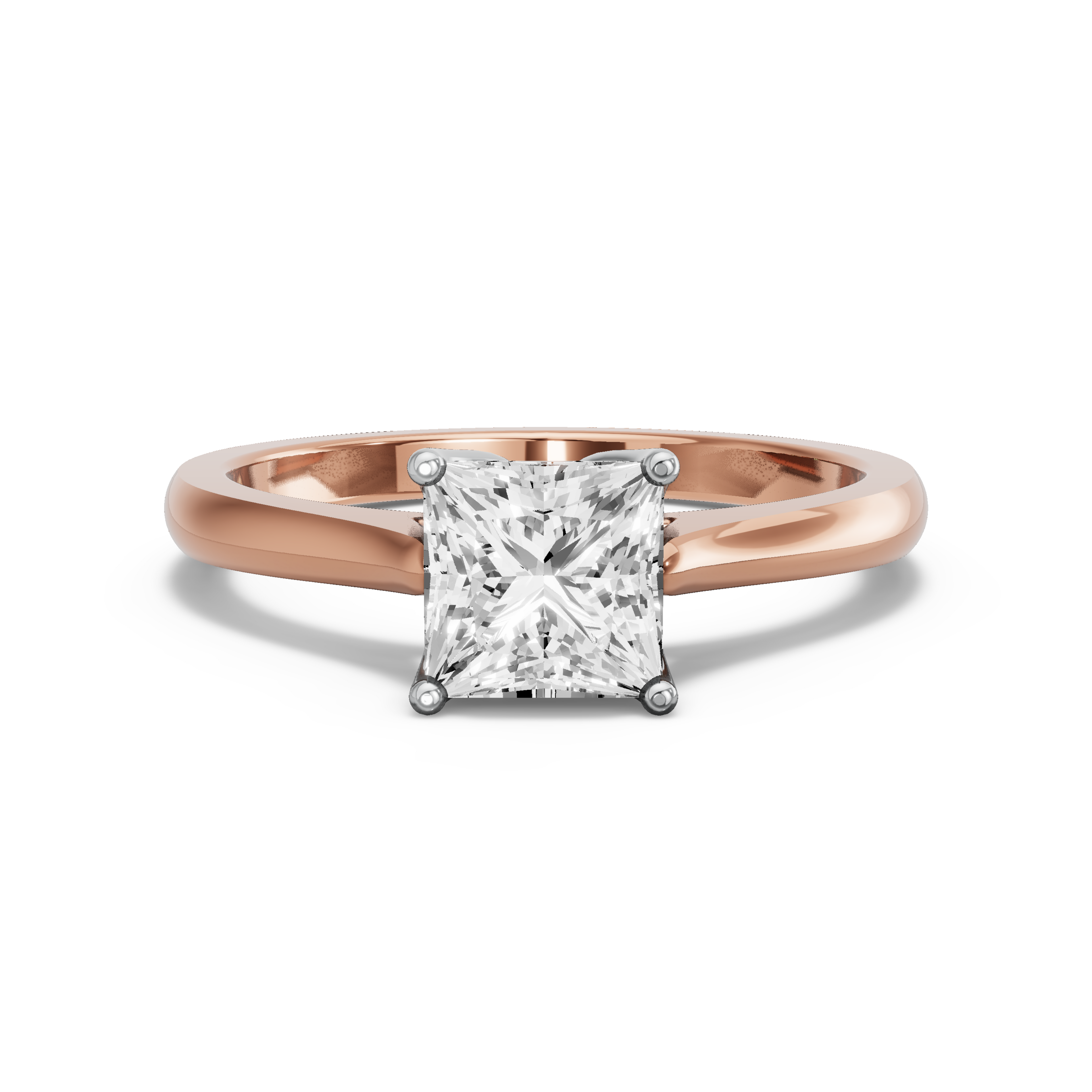 Image for Princess Tulip Basket Ring with Knife Edge Cathedral band in 14K Two Tone Yellow Gold