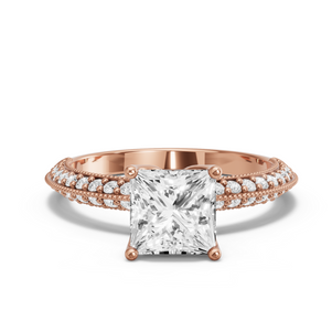 Image for Princess Tulip Basket Ring with Knife Edge Pave band