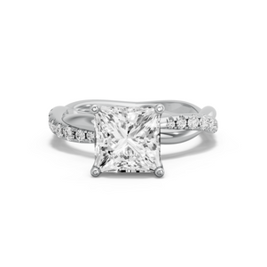 Image for Princess Tulip Basket Ring with Rope Pave band in 10K Two Tone Rose Gold