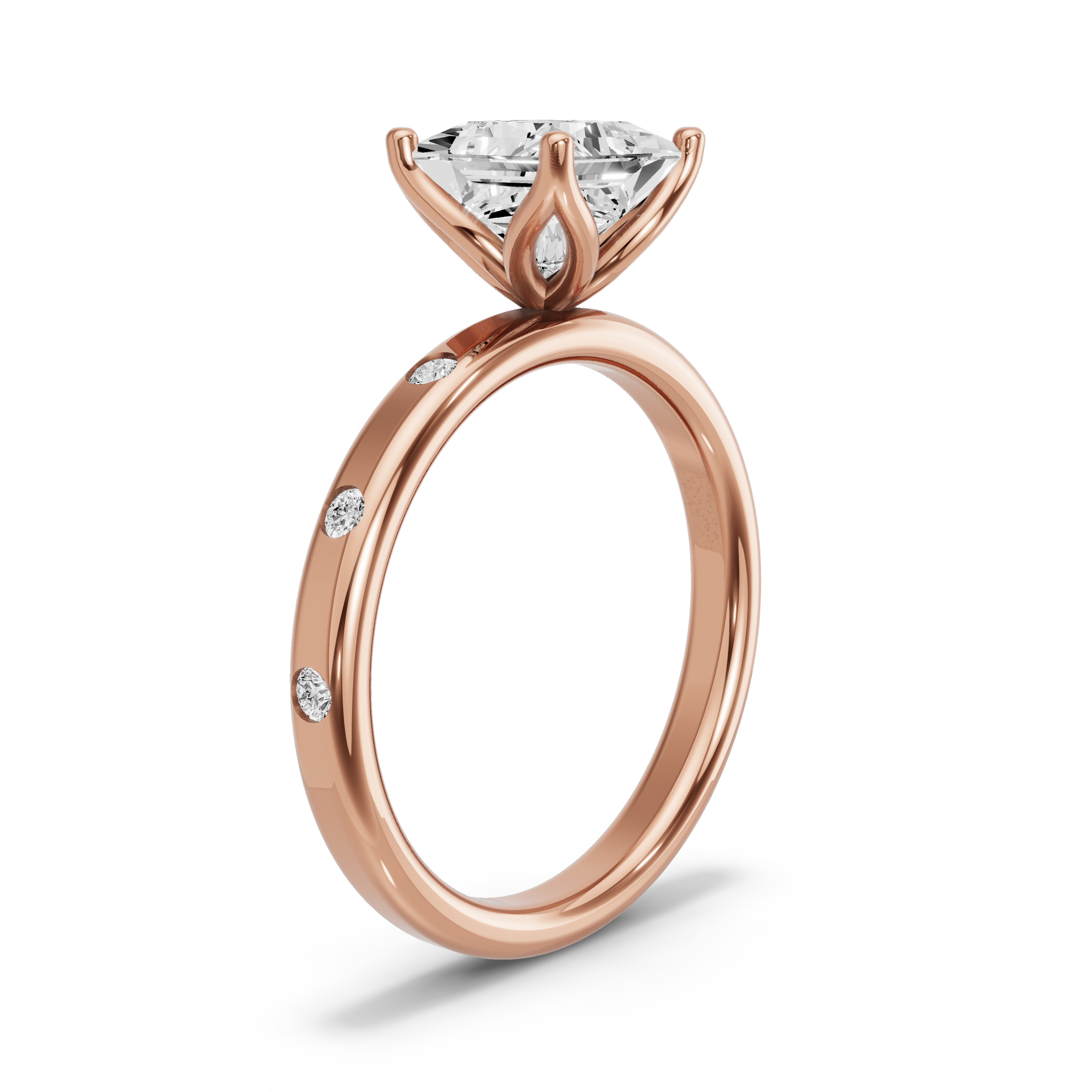 Image for Princess Tulip Basket Ring with Sleek Accent band in 14K Yellow Gold