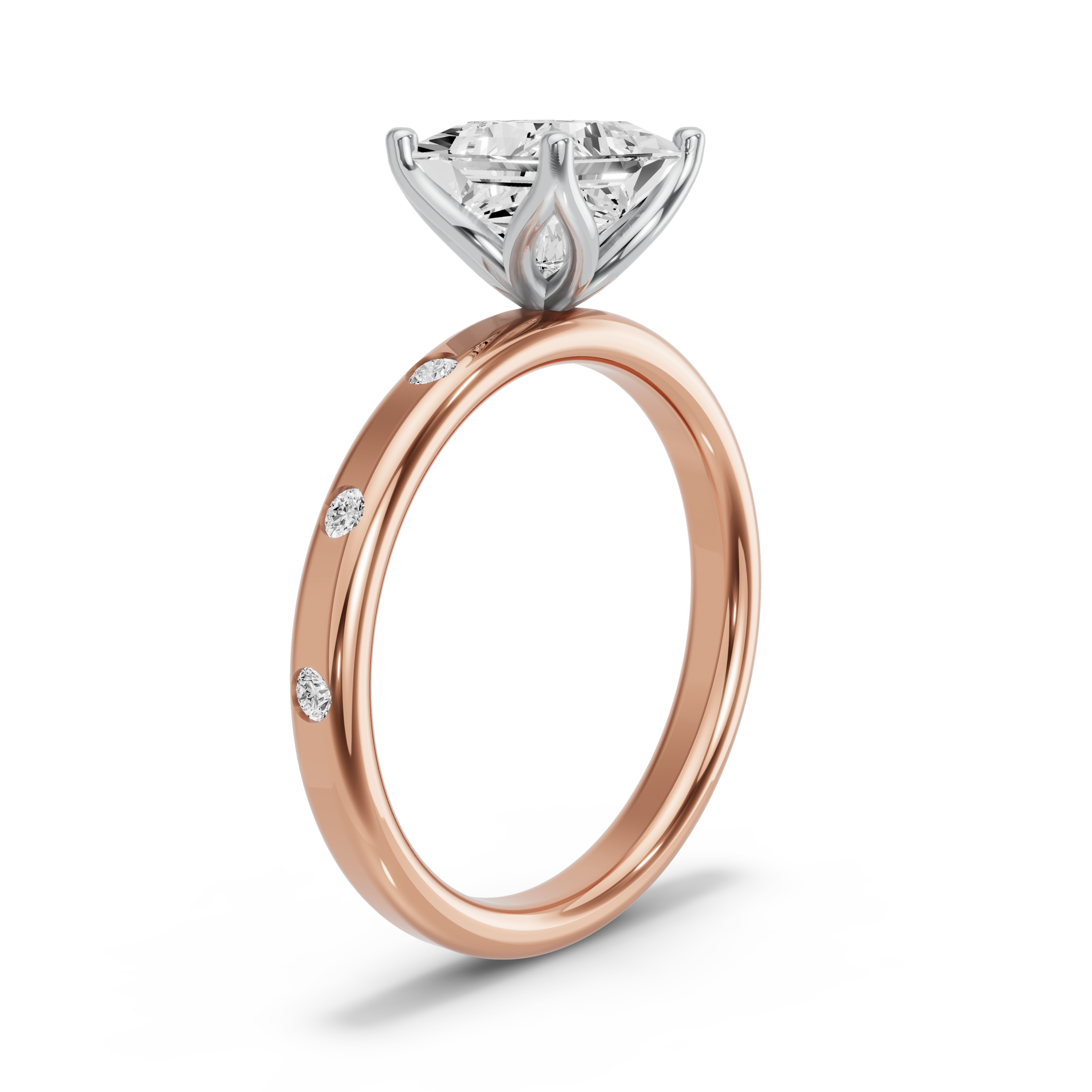 Image for Princess Tulip Basket Ring with Sleek Accent band in 18K Two Tone Yellow Gold