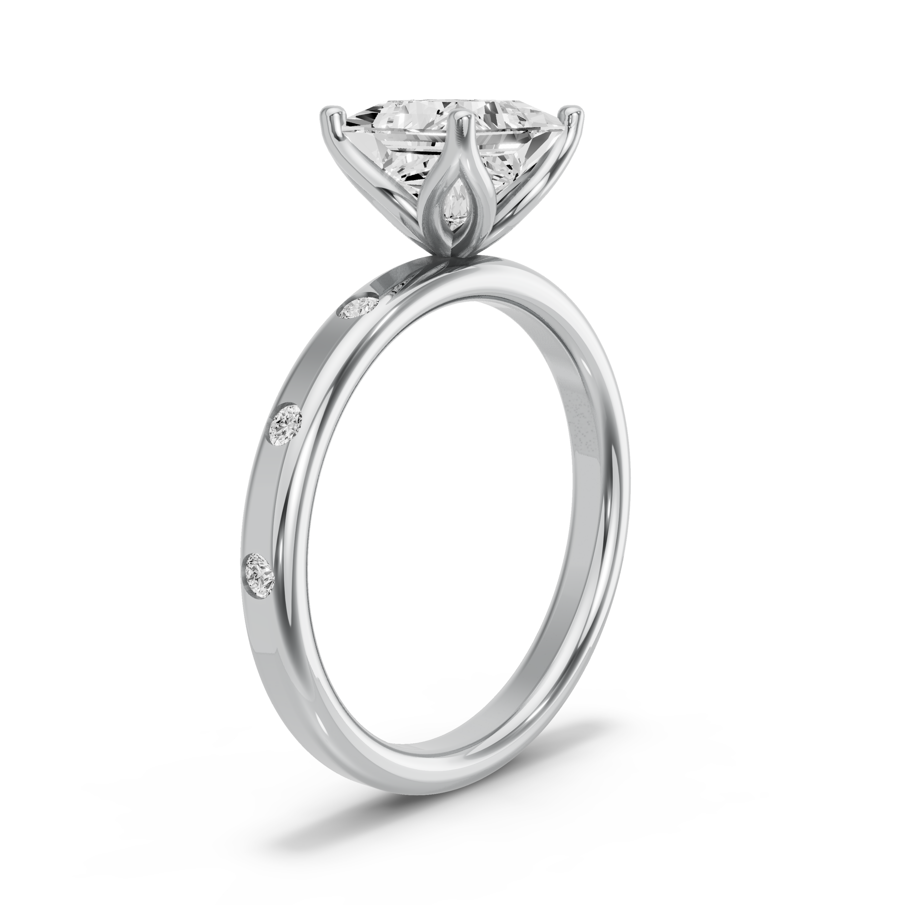 Image for Princess Tulip Basket Ring with Sleek Accent band in 14K Two Tone Rose Gold