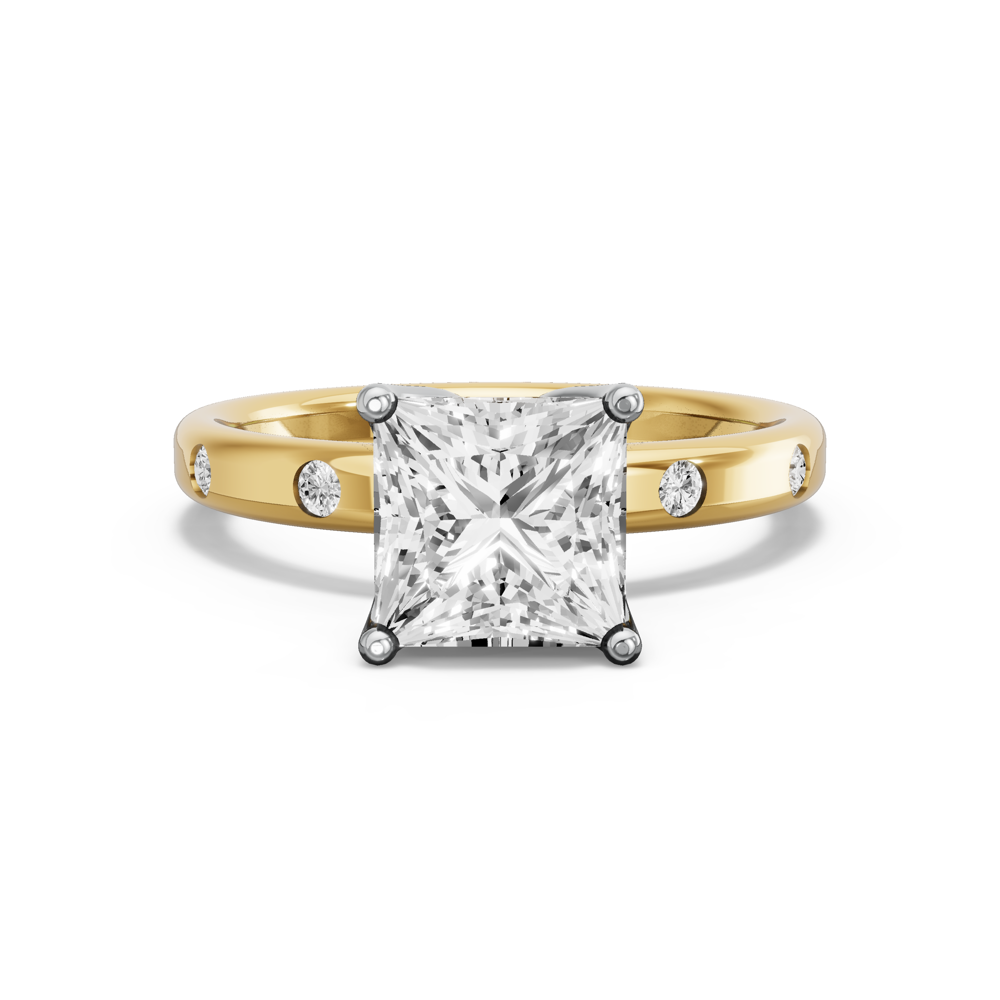 Image for Princess Tulip Basket Ring with Sleek Accent band in 18K Rose Gold