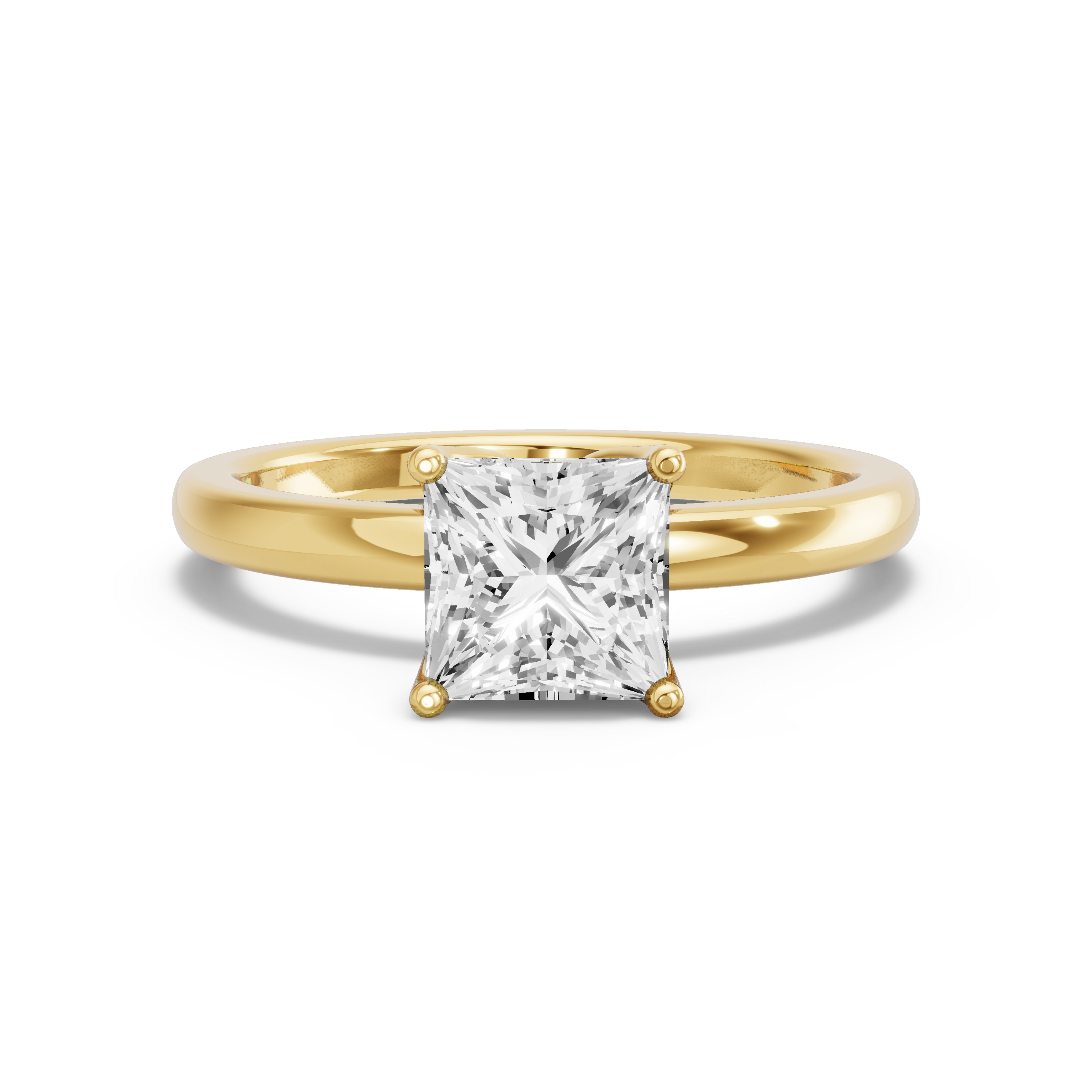 Image for Princess Tulip Basket Ring with Solitaire band in 14K White Gold