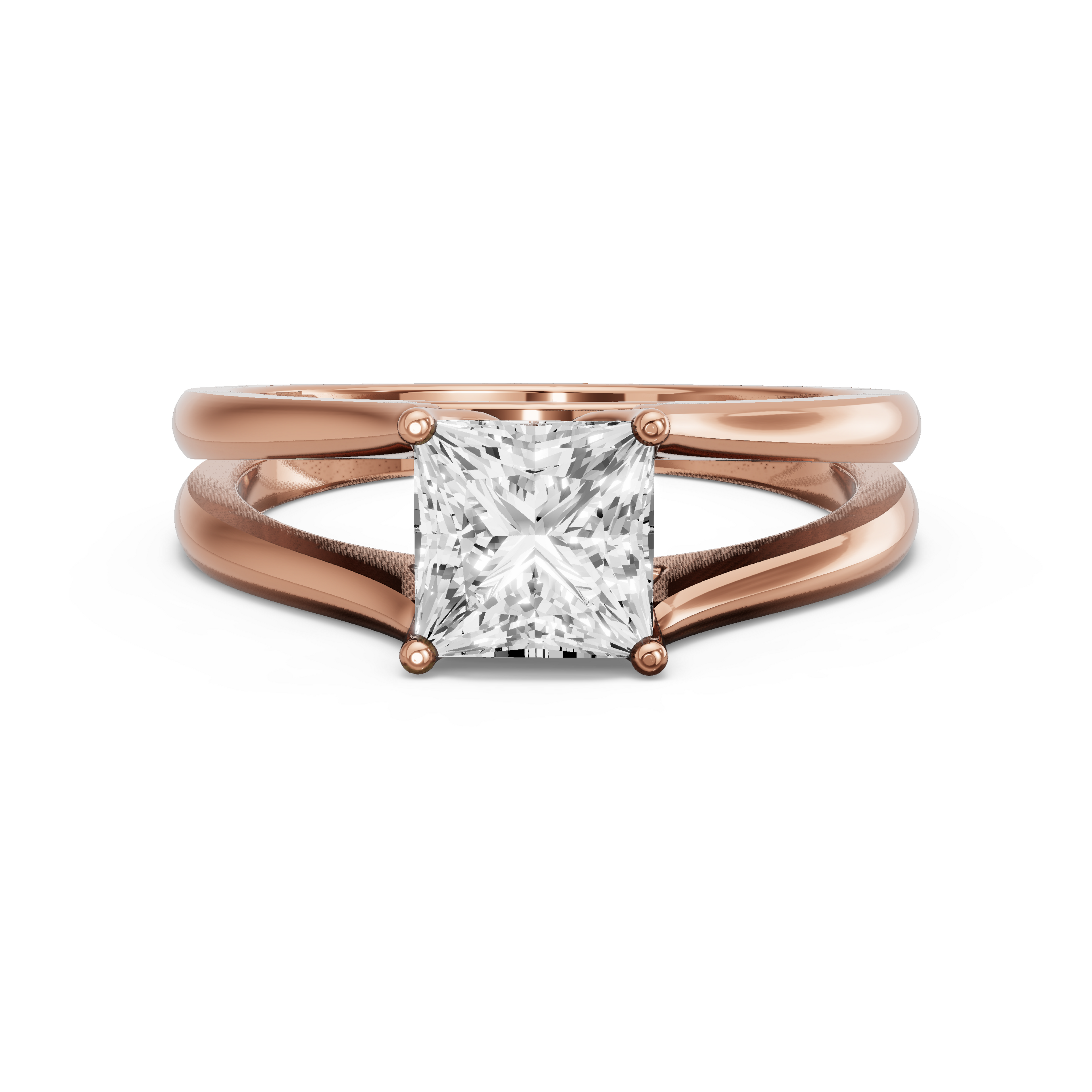 Image for Princess Tulip Basket Ring with Split Ring Solitaire band in 10K Yellow Gold