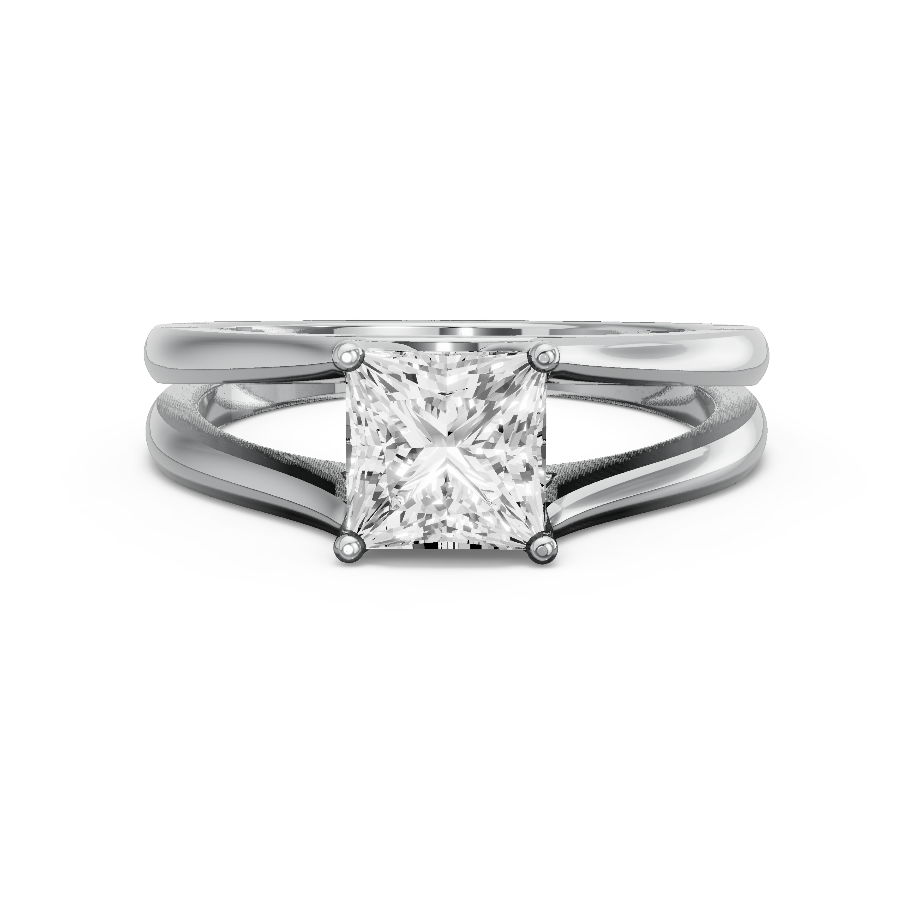Image for Princess Tulip Basket Ring with Split Ring Solitaire band in 18K Two Tone Rose Gold