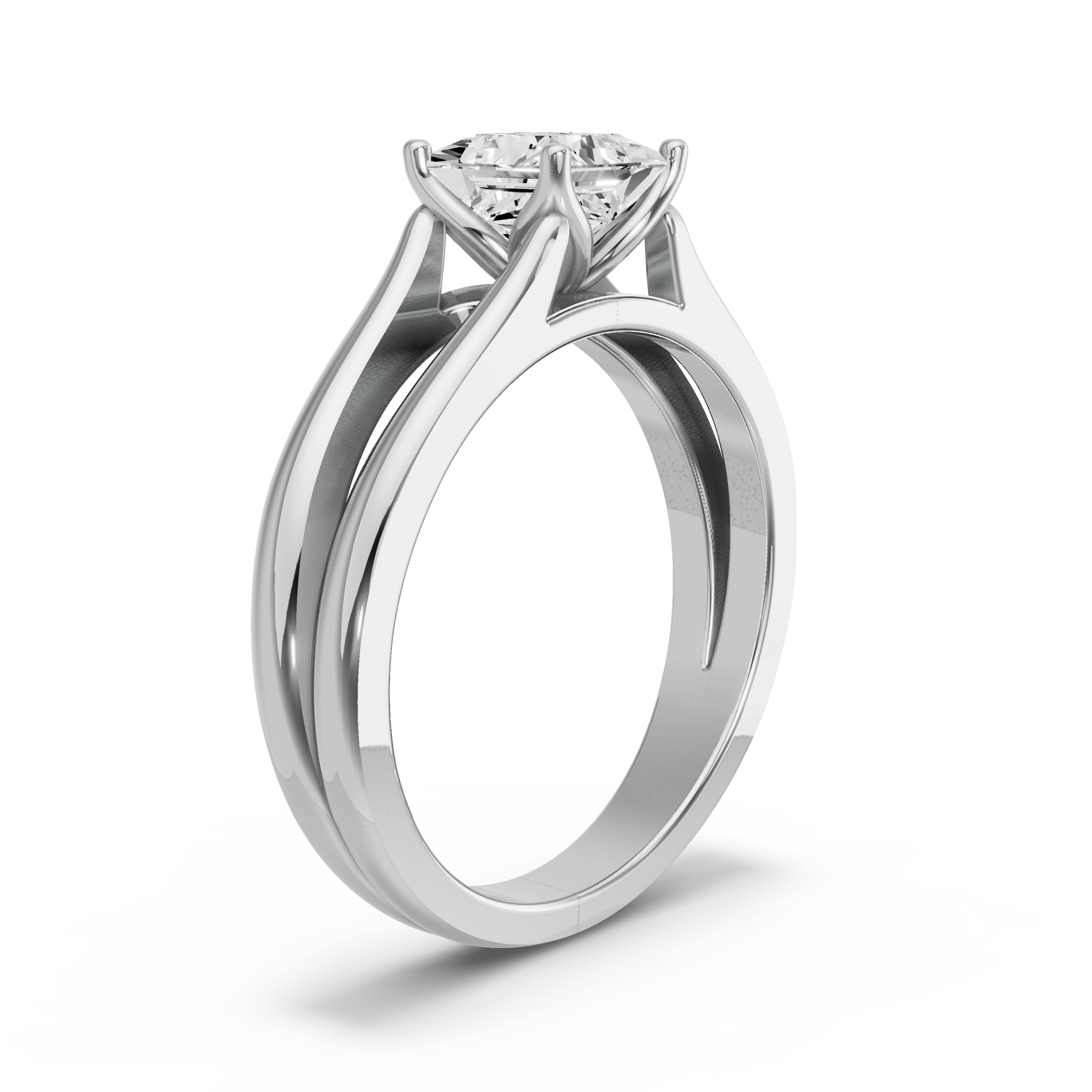 Image for Princess Tulip Basket Ring with Split Ring Solitaire band in 18K Two Tone Rose Gold