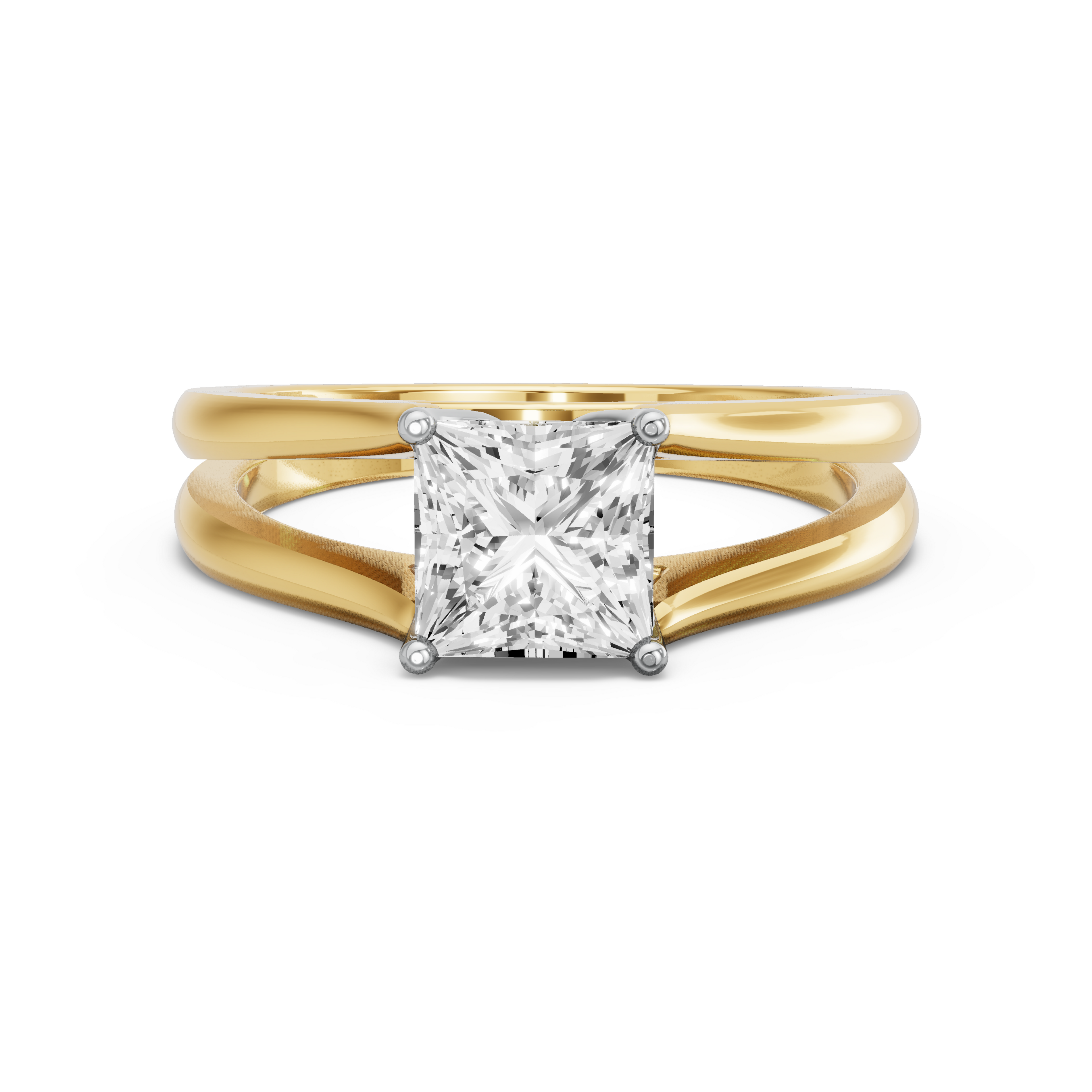 Image for Princess Tulip Basket Ring with Split Ring Solitaire band in 10K Rose Gold