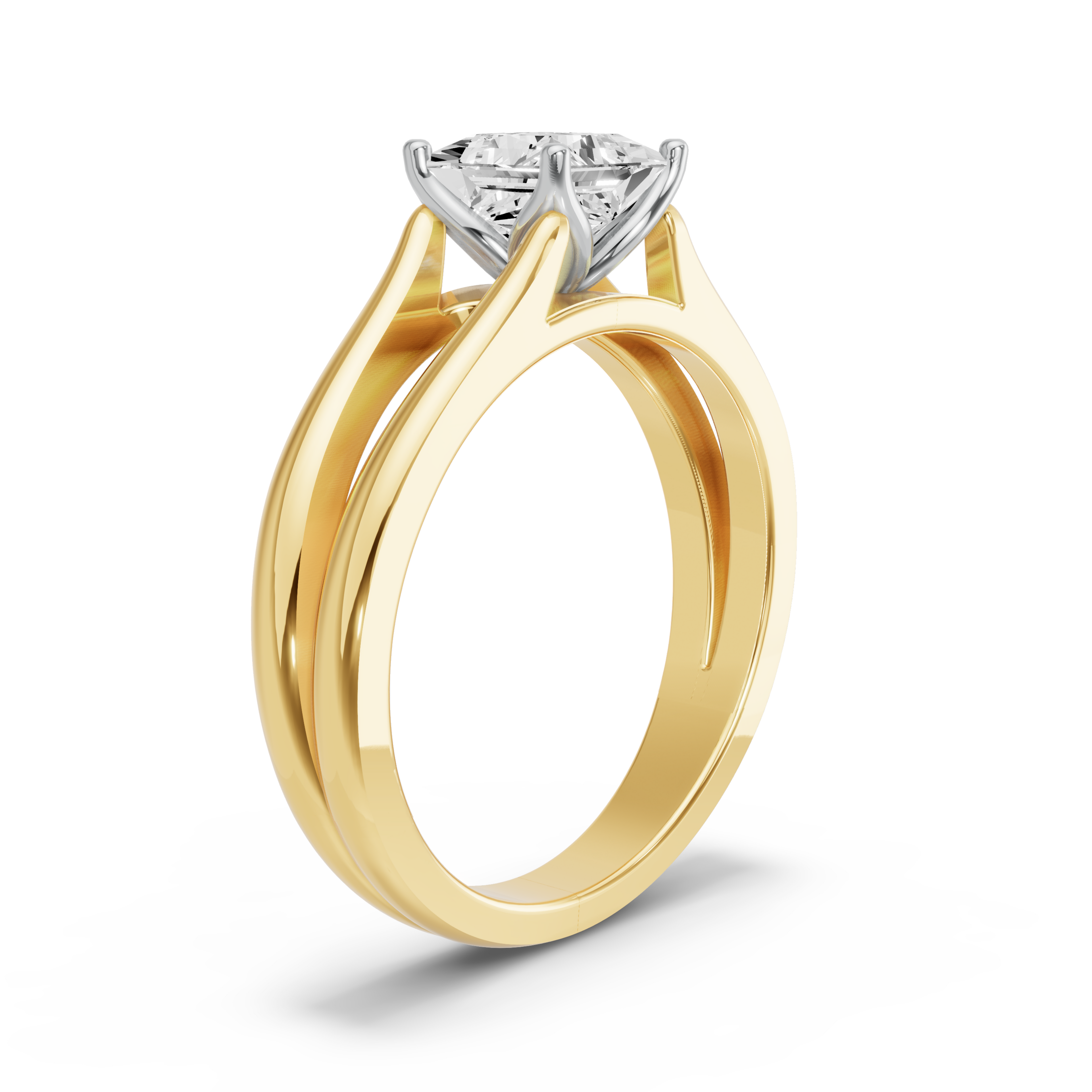 Image for Princess Tulip Basket Ring with Split Ring Solitaire band in 14K Rose Gold