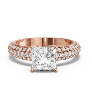 Image for Princess Tulip Basket Ring with Triple Row Pave band