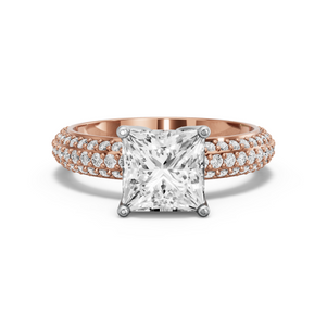 Image for Princess Tulip Basket Ring with Triple Row Pave band