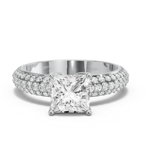 Image for Princess Tulip Basket Ring with Triple Row Pave band