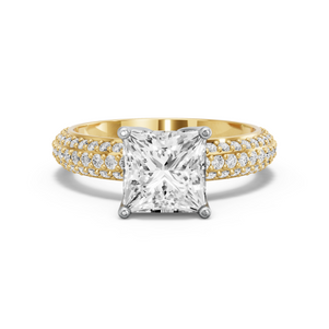 Image for Princess Tulip Basket Ring with Triple Row Pave band