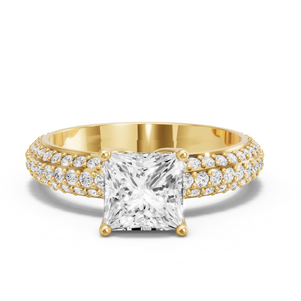 Image for Princess Tulip Basket Ring with Triple Row Pave band