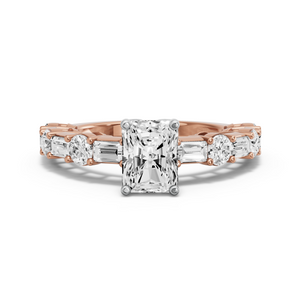 Image for Radiant Tulip Basket Ring with Alternating Baguette band