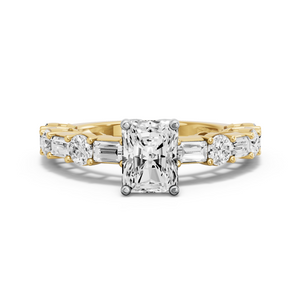Image for Radiant Tulip Basket Ring with Alternating Baguette band