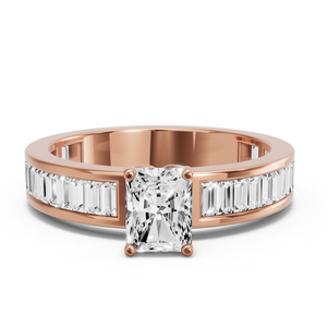 Image for Radiant Tulip Basket Ring with Baguette Channel band