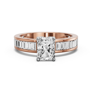 Image for Radiant Tulip Basket Ring with Baguette Channel band