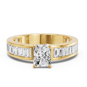 Image for Radiant Tulip Basket Ring with Baguette Channel band