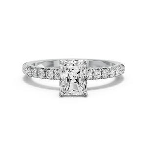 Image for Radiant Tulip Basket Ring with French Pave band in 10K Two Tone Rose Gold