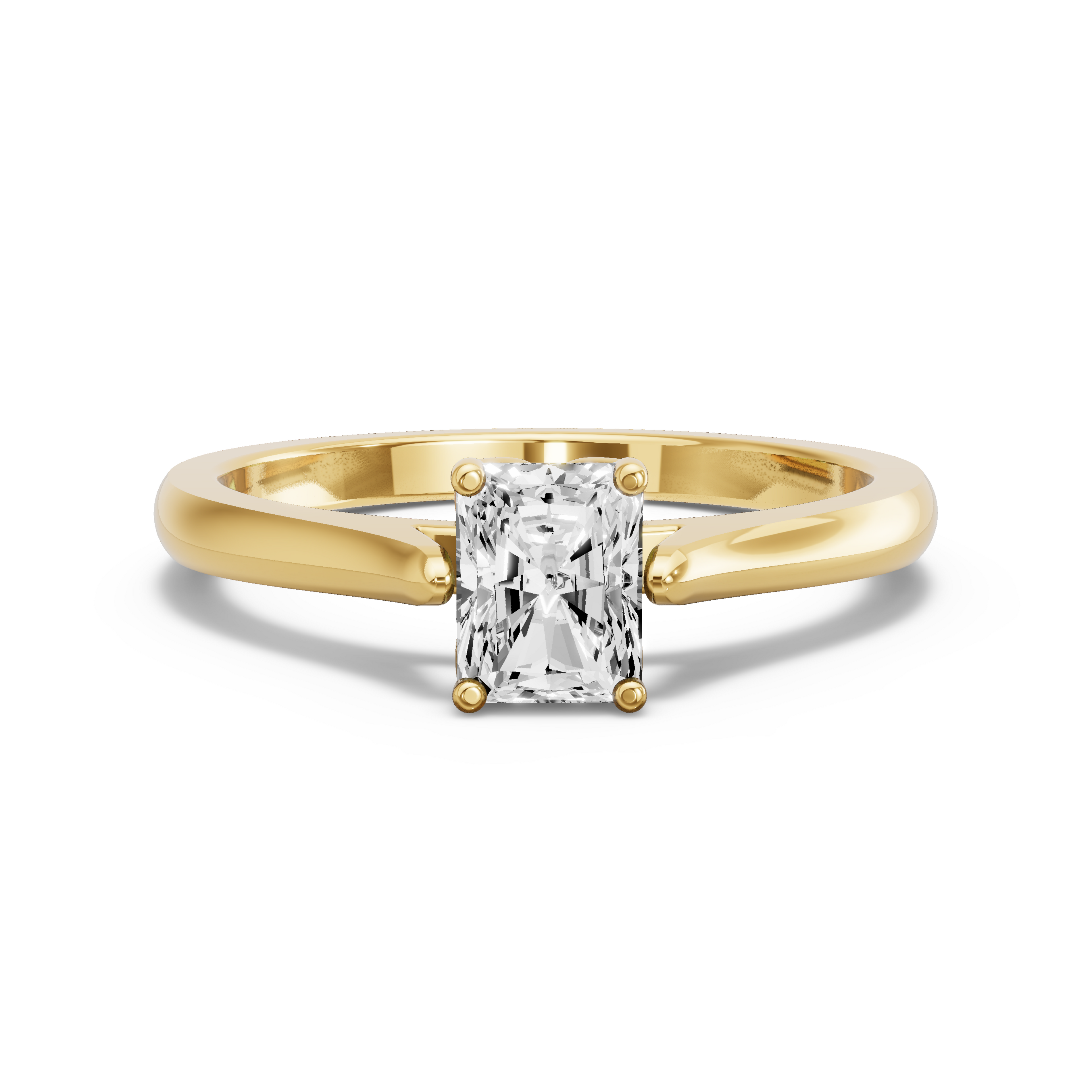 Image for Radiant Tulip Basket Ring with Knife Edge Cathedral band in 18K White Gold