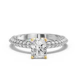Image for Radiant Tulip Basket Ring with Knife Edge Pave band