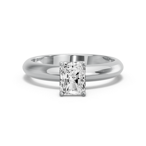 Image for Radiant Tulip Basket Ring with Knife Edge Solitaire band in 18K Two Tone Rose Gold