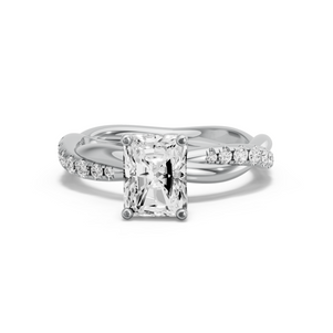 Image for Radiant Tulip Basket Ring with Rope Pave band in 10K Two Tone Rose Gold